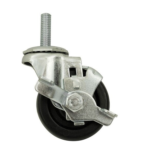 CASTER, STEM(3"OD, SWVL, W/ BRAKE)